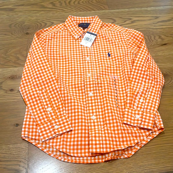 NWT Orange gingham sz 5 Ralph Lauren button down - Picture 1 of 1